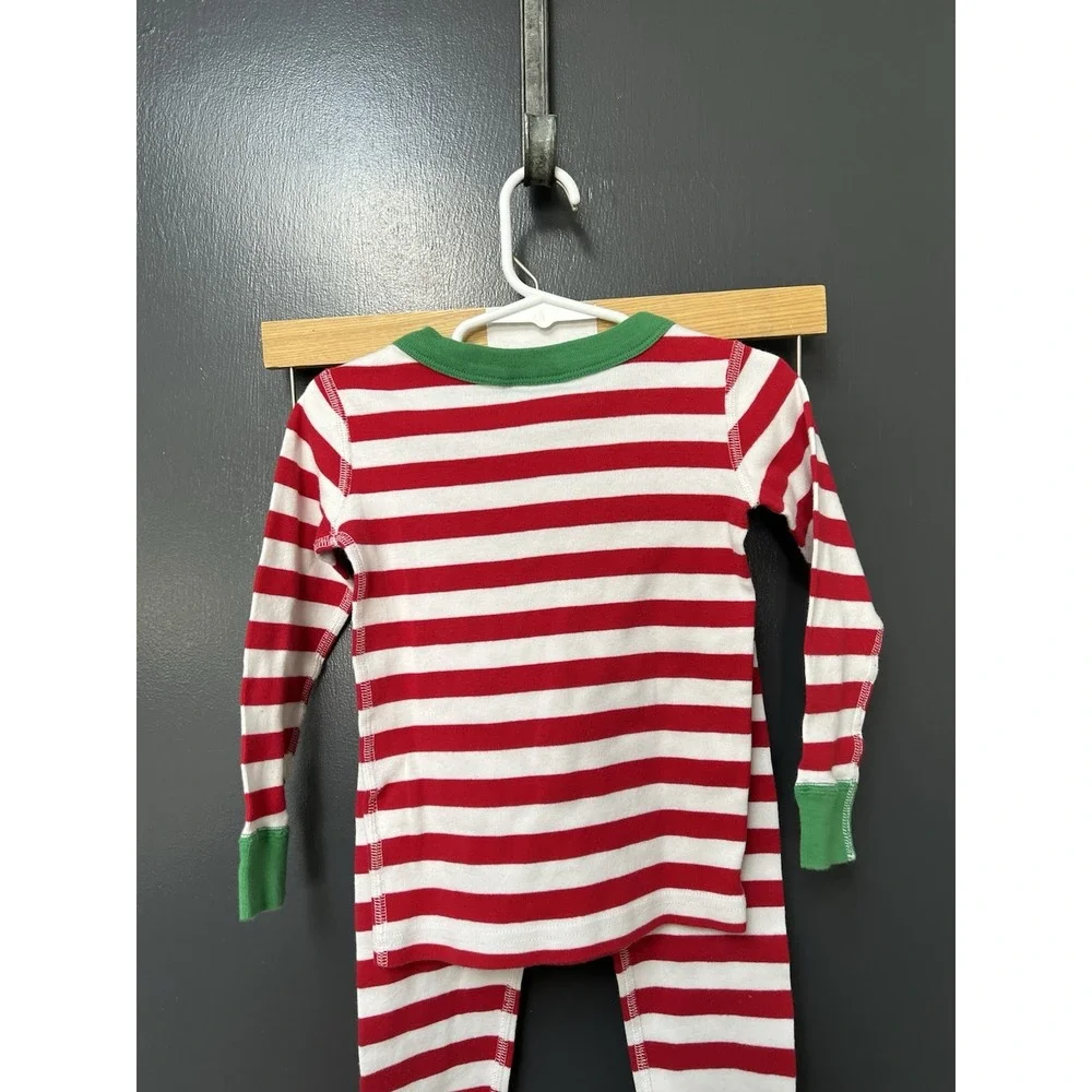 Hanna Andersson Sz 3 Organic Cotton Striped Pajama Set Green White Red Kids